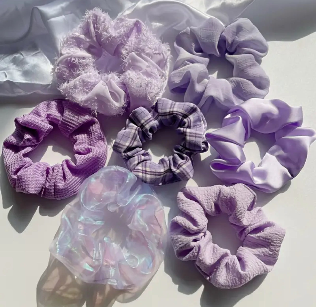 7pcs Purple Scrunchie Set