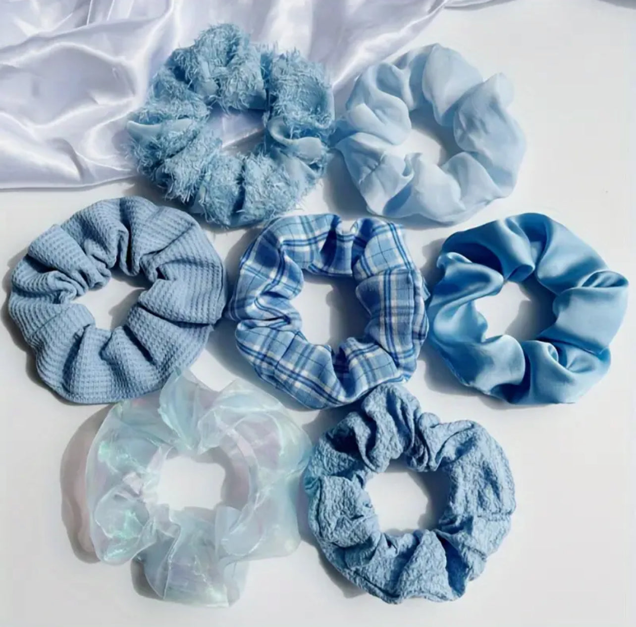 7pcs Blue Scrunchie Set